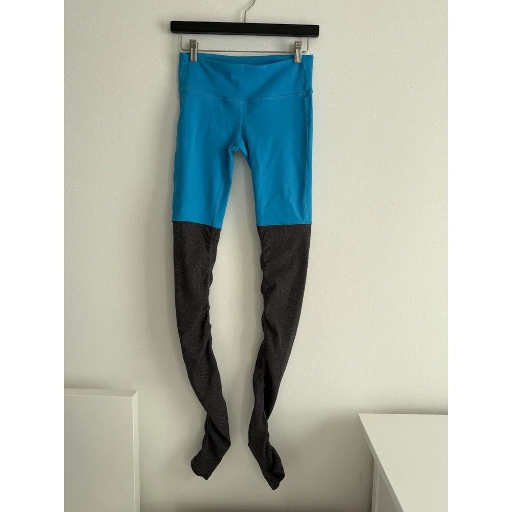 ✿ Alo Yoga Blue Color Block High Waist Leggings Size S Performance Activewear